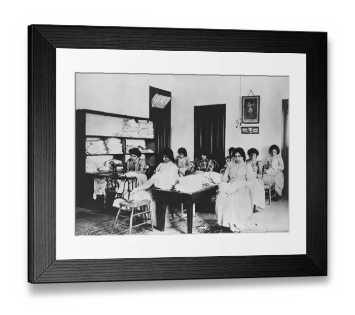 Framed Print : Native American Women in Mending Class Framed Print : Native American Women in Mending Class