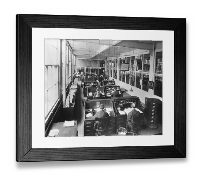 Framed Print : Typical Office Of 1900S; Roll-Up Desks Framed Print : Typical Office Of 1900S; Roll-Up Desks