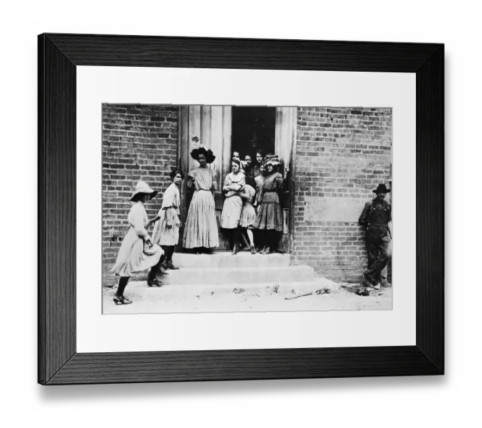Framed Print : Women Standing In Cotton Factory Doorway Framed Print : Women Standing In Cotton Factory Doorway
