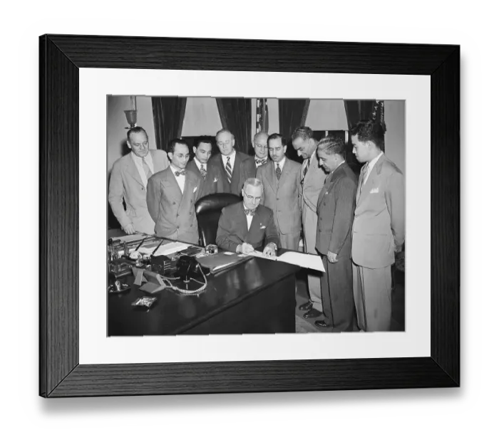 Framed Print : President Truman Authorizes New Immigration Quotas Framed Print : President Truman Authorizes New Immigration Quotas