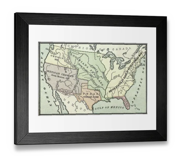 Framed Print : Map of Original Territory and Acquisitions of United States Framed Print : Map of Original Territory and Acquisitions of United States