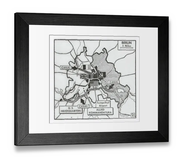 Framed Print : Map of Communist Water Blockade Framed Print : Map of Communist Water Blockade