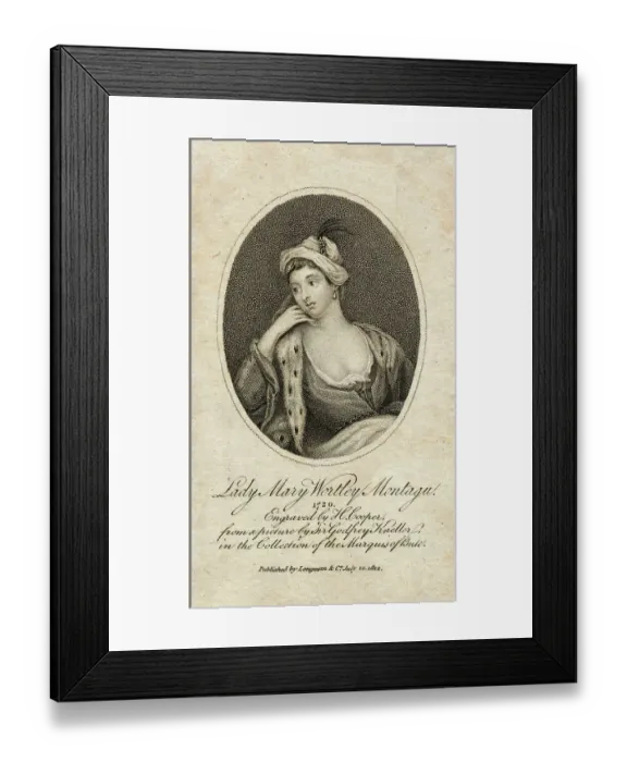 Framed Print : Engraving by H. Cooper After Lady Mary Wortley Montagu by Sir Godfrey Kneller Framed Print : Engraving by H. Cooper After Lady Mary Wortley Montagu by Sir Godfrey Kneller