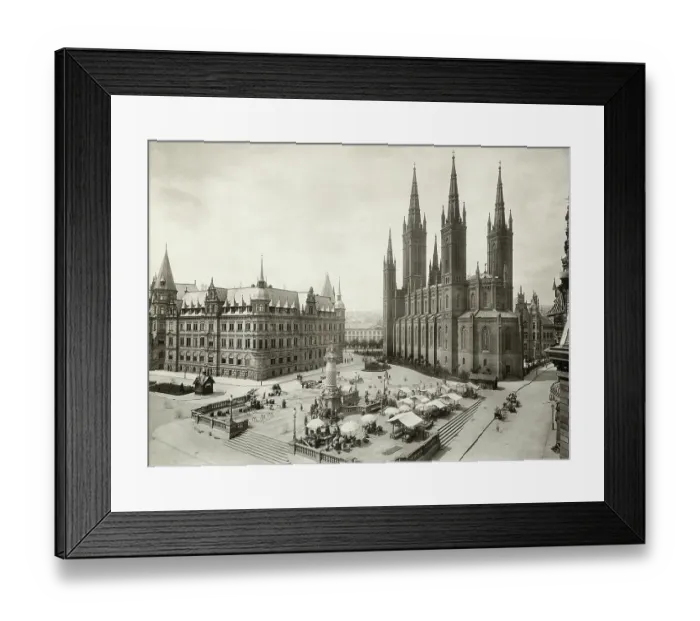 Framed Print : Marketplace in Wiesbaden in Germany Framed Print : Marketplace in Wiesbaden in Germany