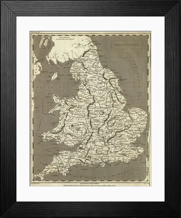 Framed Print : Map of England and Wales from 1802 Framed Print : Map of England and Wales from 1802
