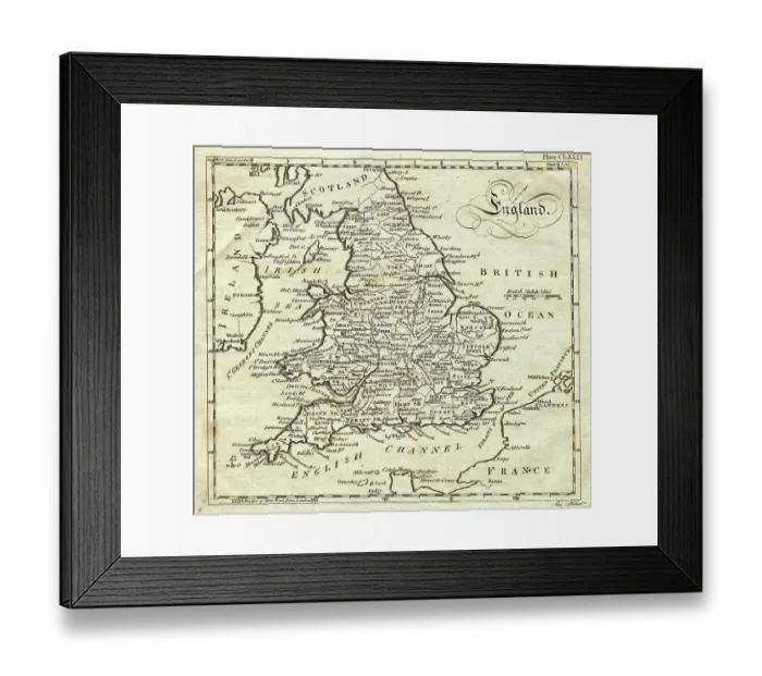 Framed Print : Map of England Framed Print : Map of England