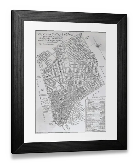 Framed Print : Map of Lower Manhattan Framed Print : Map of Lower Manhattan