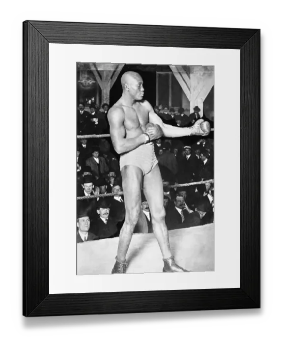 Framed Print : Jack Johnson in Boxing Pose