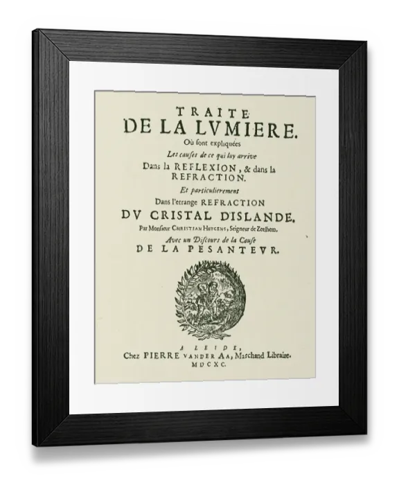 Framed Print : Title Page from Book by Christiaan Huygens Framed Print : Title Page from Book by Christiaan Huygens