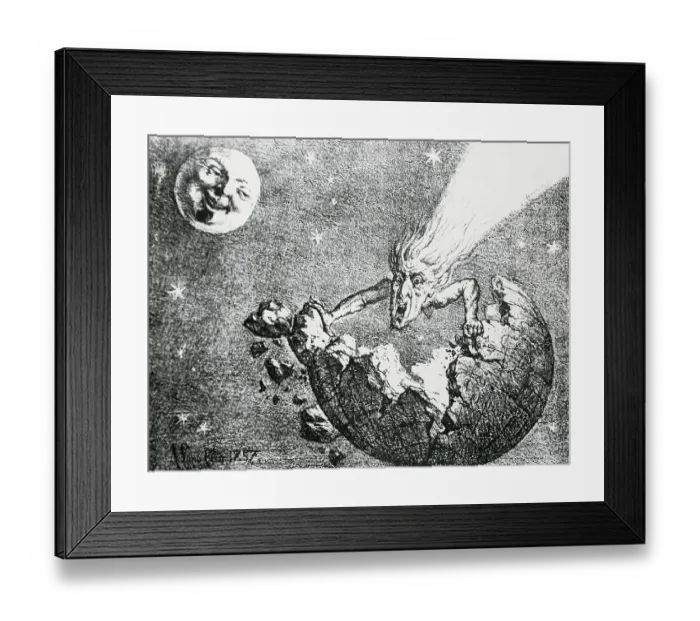 Framed Print : Perception of Earth and Comet Encounter from 1857 Framed Print : Perception of Earth and Comet Encounter from 1857