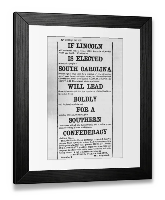Framed Print : Advertisement Against Election of Abraham Lincoln Framed Print : Advertisement Against Election of Abraham Lincoln