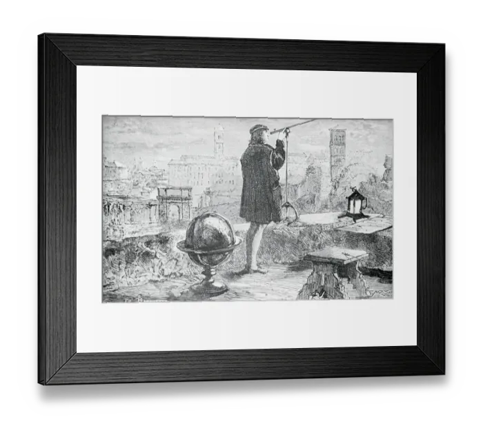 Framed Print : Nicolas Copernicus Looking Through Telescope Framed Print : Nicolas Copernicus Looking Through Telescope