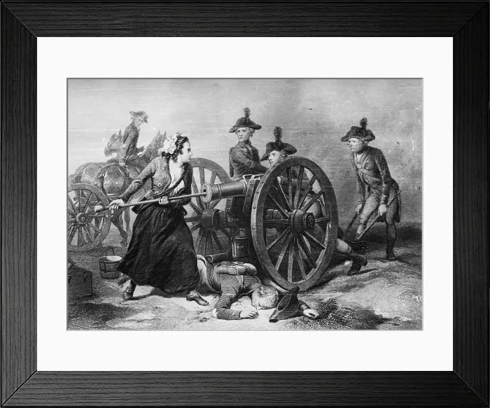 Framed Print : Engraving of Molly Pitcher Loading Cannon at the Battle of Monmouth Framed Print : Engraving of Molly Pitcher Loading Cannon at the Battle of Monmouth