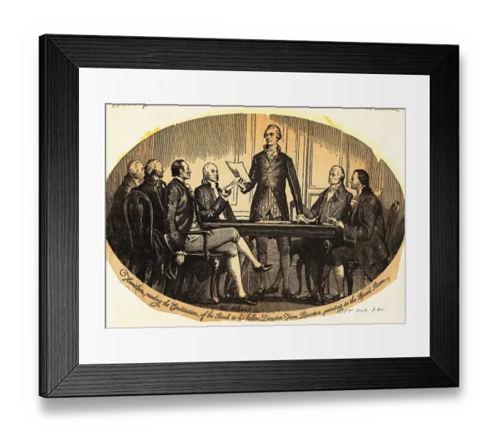 Framed Print : Alexander Hamilton Reading Bank Constitution to Fellow Directors Framed Print : Alexander Hamilton Reading Bank Constitution to Fellow Directors
