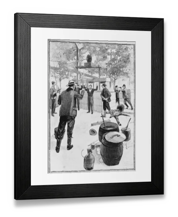 Framed Print : Print of a Moonshine Distillery Being Raided Framed Print : Print of a Moonshine Distillery Being Raided