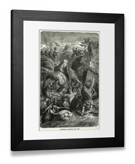 Framed Print : Engraving of Hannibal Crossing the Alps by H. Leutemann