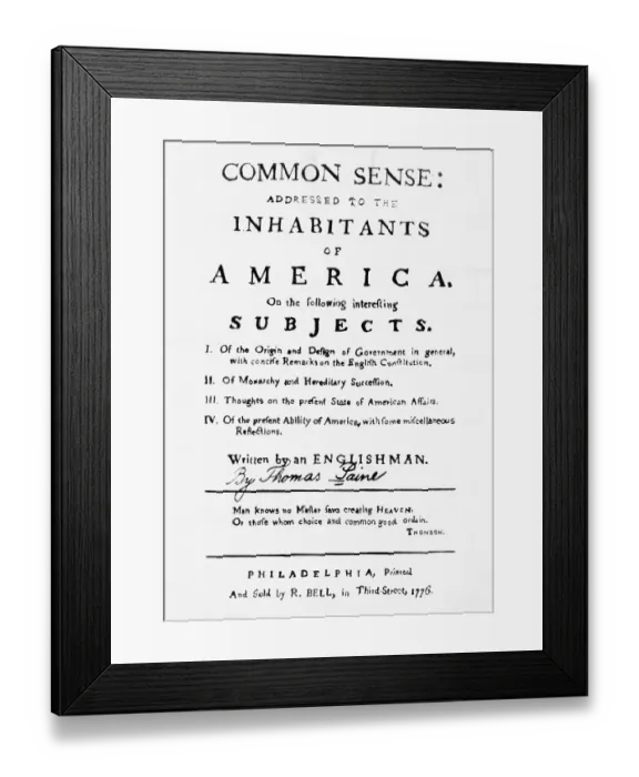 Framed Print : Title Page to Common Sense Framed Print : Title Page to Common Sense