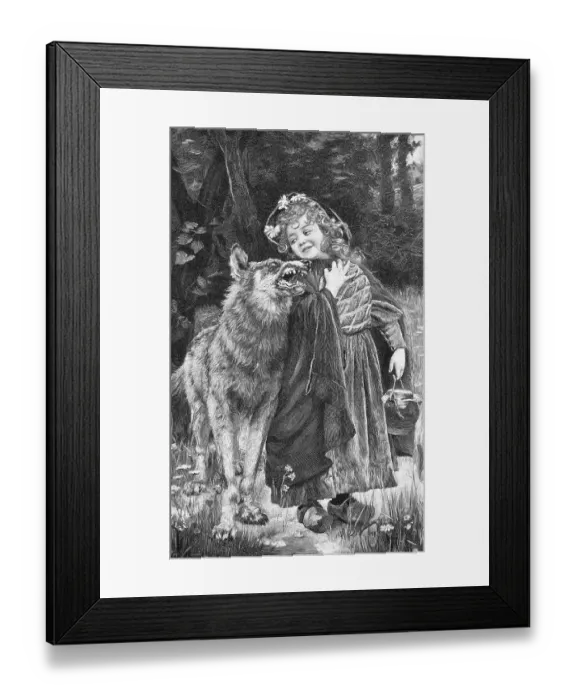 Framed Print : Little Red Riding Hood and Wolf Framed Print : Little Red Riding Hood and Wolf