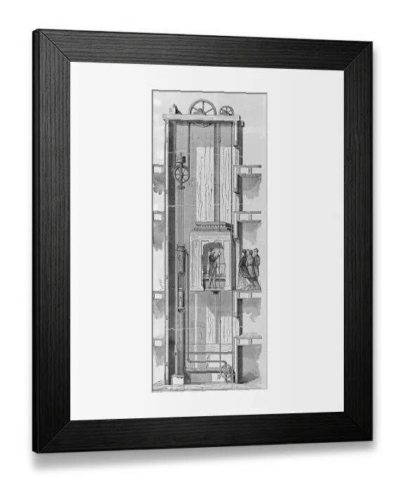 Framed Print : Cross Section of Hales Duplex Water Elevator Framed Print : Cross Section of Hales Duplex Water Elevator