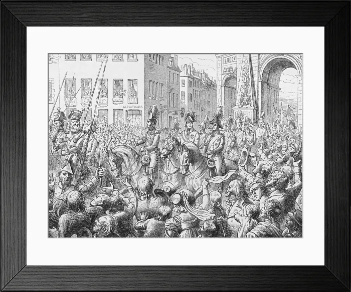 Framed Print : Francis II with Frederick Wilhelm and Alexander I Galloping Threw Town Framed Print : Francis II with Frederick Wilhelm and Alexander I Galloping Threw Town