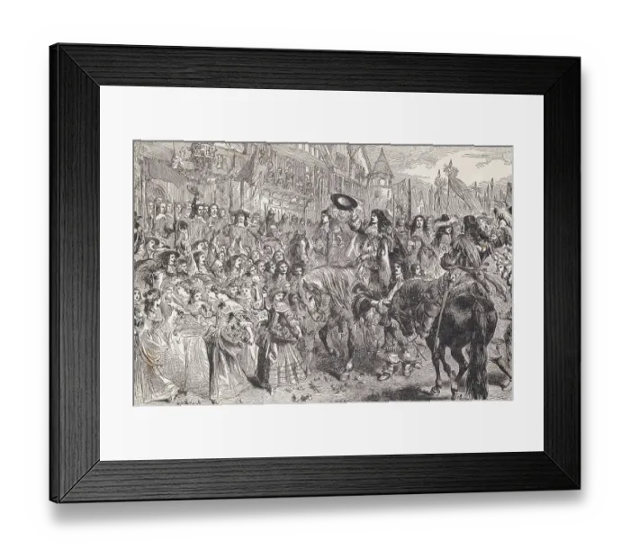 Framed Print : Charles II on Horseback Being Greeted by Citizens Framed Print : Charles II on Horseback Being Greeted by Citizens