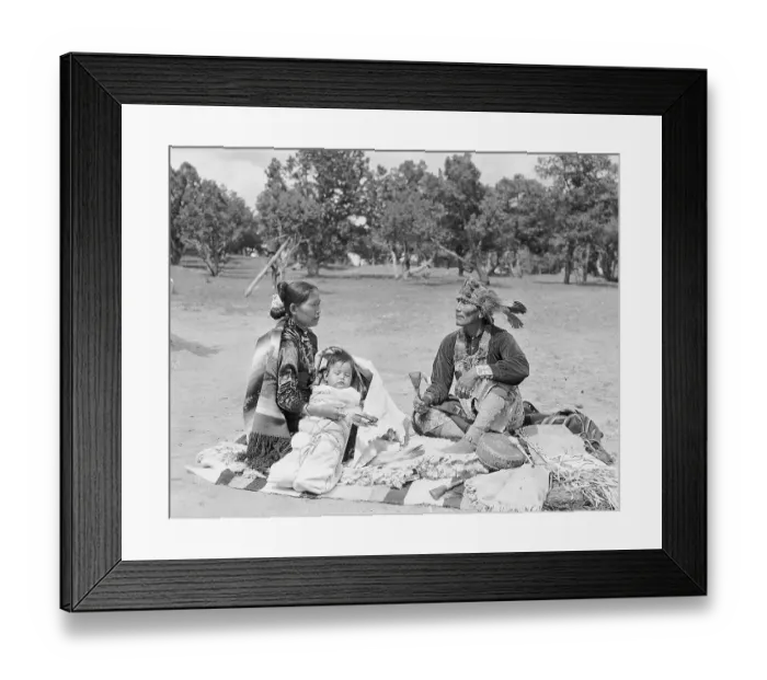 Framed Print : Navajo Medicine Man Treats Woman & Child
