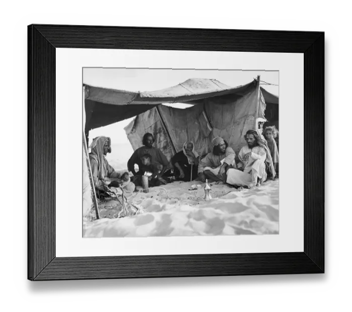 Framed Print : Bedouin Entertains Friends At Tent