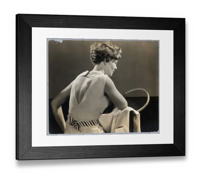 Framed Print : Amelia Earhart Holding Tennis Racket Framed Print : Amelia Earhart Holding Tennis Racket