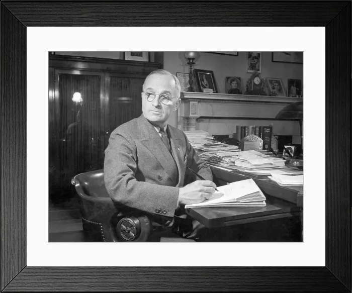 Framed Print : Harrys Truman Seated At Desk / Senator Framed Print : Harrys Truman Seated At Desk / Senator