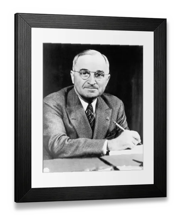 Framed Print : Harry Truman At Desk / Pencil In Hand Framed Print : Harry Truman At Desk / Pencil In Hand