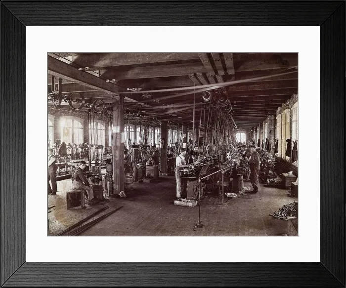 Framed Print : Interior Of Early Automobile Factory Framed Print : Interior Of Early Automobile Factory