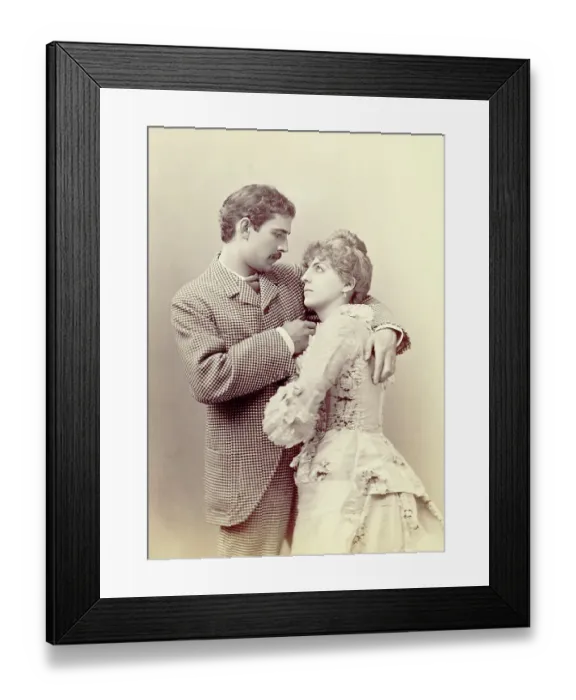 Framed Print : Maurice Barrymore & Wife Georgie Embrace