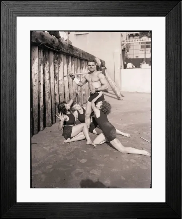 Framed Print : Athlete Admired By Beach Beauties