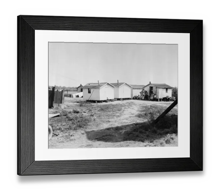 Framed Print : One-Room Shacks Holding Migrant Families Framed Print : One-Room Shacks Holding Migrant Families