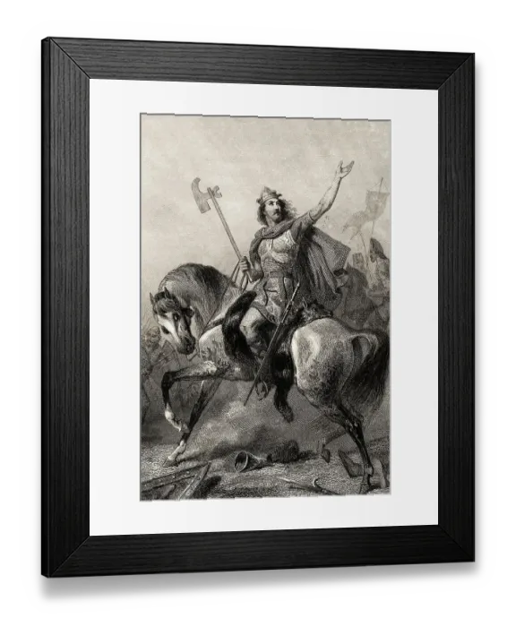Framed Print : Portrait of King Clovis Riding Horse Framed Print : Portrait of King Clovis Riding Horse
