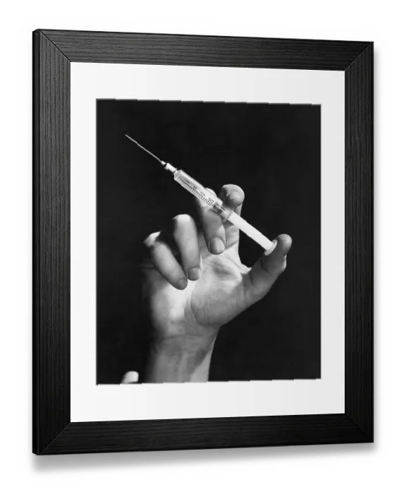 Framed Print : Hand Holding Syringe Framed Print : Hand Holding Syringe