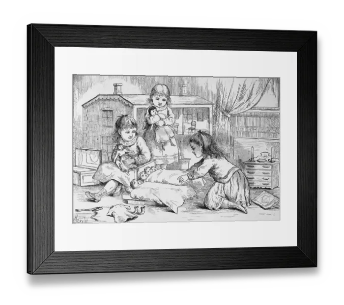 Framed Print : Girls Playing with Dolls Framed Print : Girls Playing with Dolls