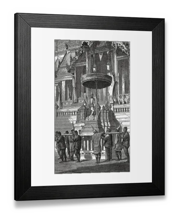Framed Print : Servants Carrying Siamese Princess Framed Print : Servants Carrying Siamese Princess