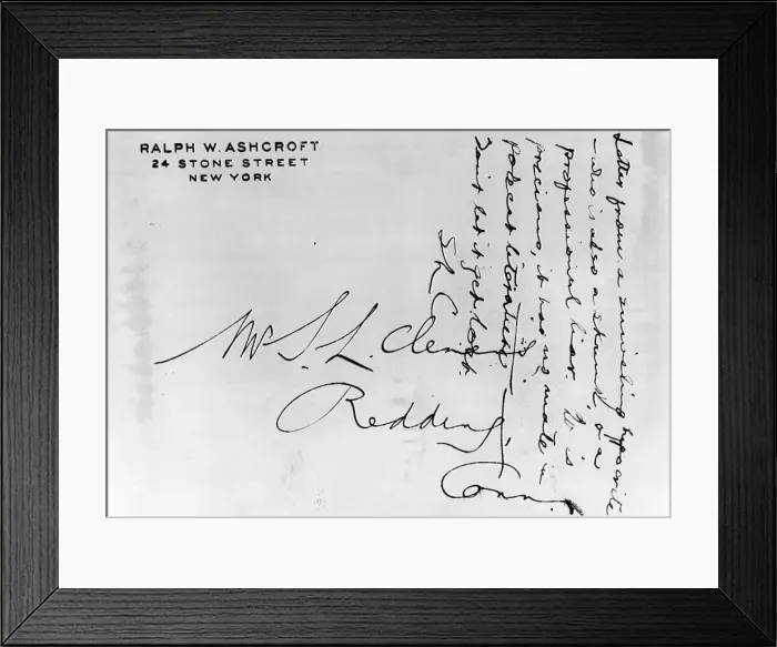 Framed Print : Famous Envelope Written by Mark Twain Framed Print : Famous Envelope Written by Mark Twain