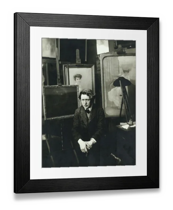 Framed Print : Ferruccio Busoni Seated Amongst Painting Framed Print : Ferruccio Busoni Seated Amongst Painting