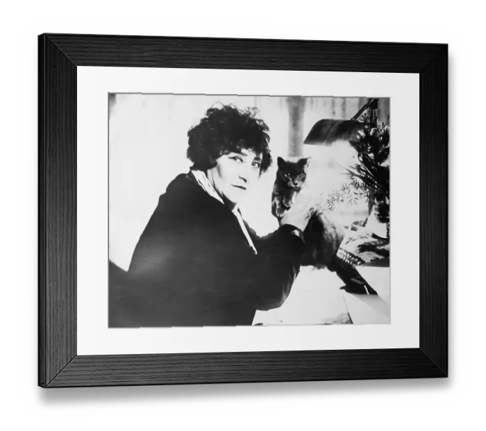 Framed Print : French Author Sidonie Gabrielle Colette with Cat Framed Print : French Author Sidonie Gabrielle Colette with Cat