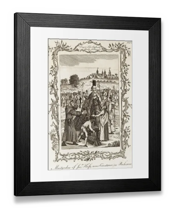 Framed Print : Martyr Jan Hus Being Burned at the Stake for Heresy Framed Print : Martyr Jan Hus Being Burned at the Stake for Heresy