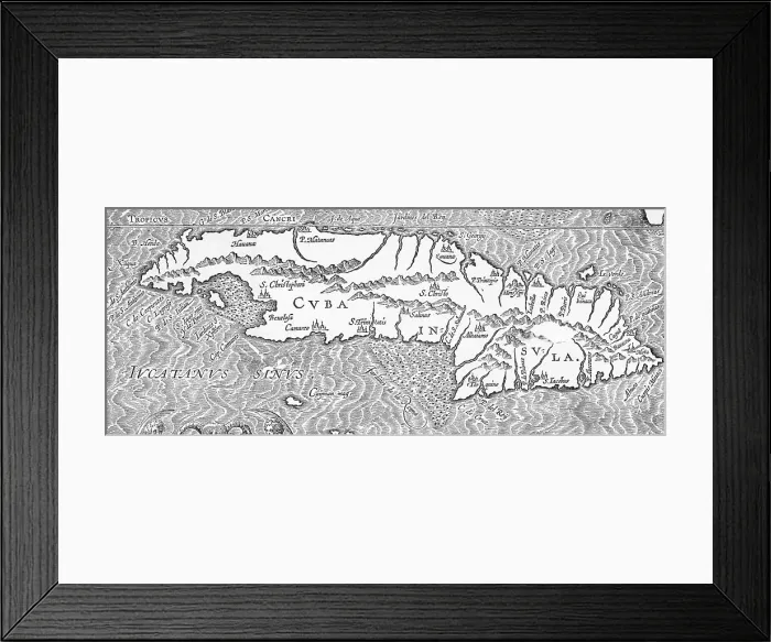 Framed Print : Map Showing Island of Cuba and Surrounding Areas Framed Print : Map Showing Island of Cuba and Surrounding Areas