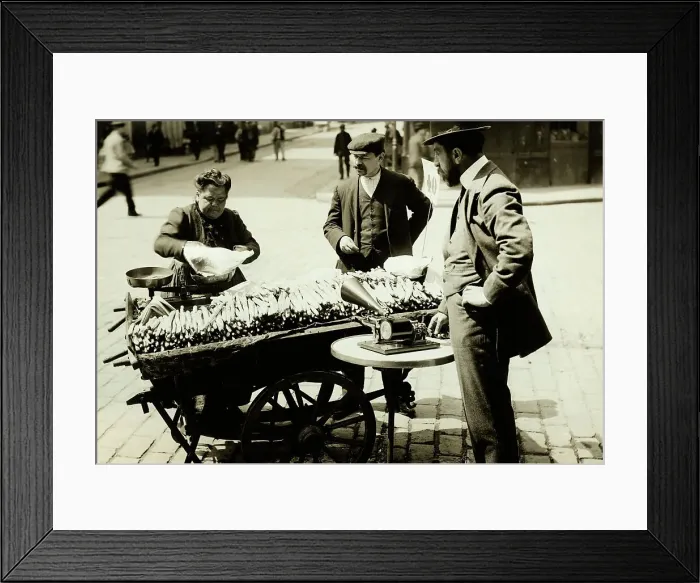 Framed Print : Man Records Street Vendor On Phonograph Framed Print : Man Records Street Vendor On Phonograph
