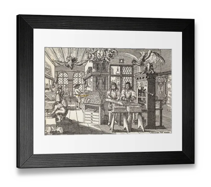 Framed Print : Men Working in Printing Press Production Framed Print : Men Working in Printing Press Production