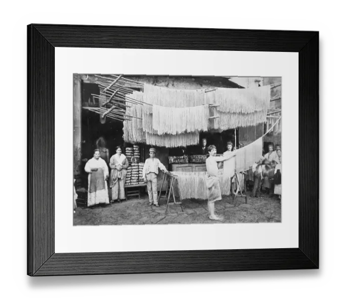 Framed Print : Macaroni Makers and Customers Pausing for Camera Framed Print : Macaroni Makers and Customers Pausing for Camera