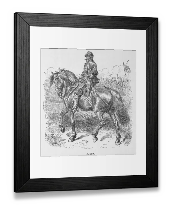 Framed Print : Portrait of Alonso de Ojeda on Horseback