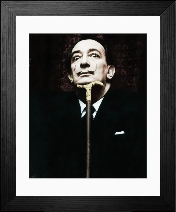 Framed Print : Salvador Dali Resting His Head on Cane Framed Print : Salvador Dali Resting His Head on Cane