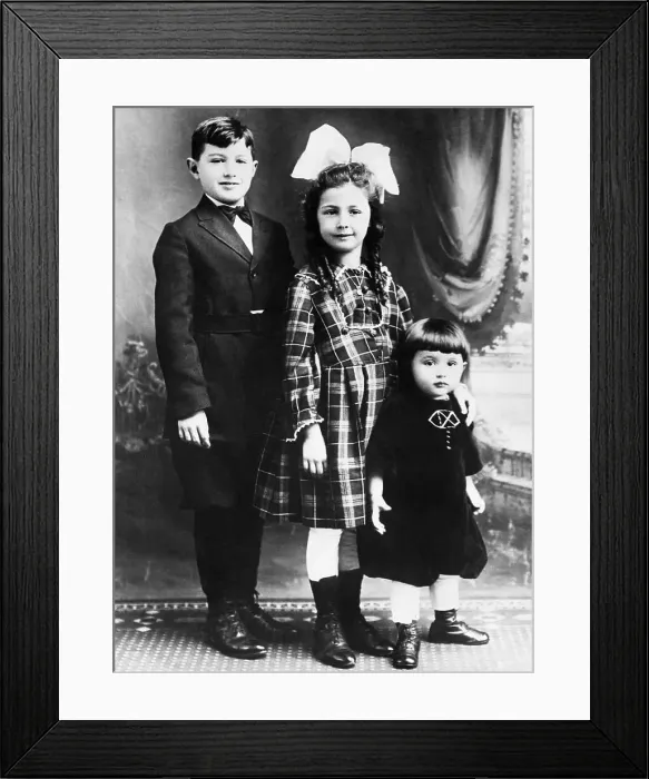 Framed Print : Liberace when he was less than 2 years of age, with his brother George and sister Ann Framed Print : Liberace when he was less than 2 years of age, with his brother George and sister Ann
