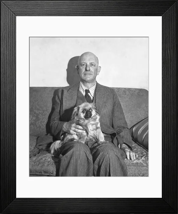 Framed Print : P.G. Wodehouse Posing with Dog Framed Print : P.G. Wodehouse Posing with Dog